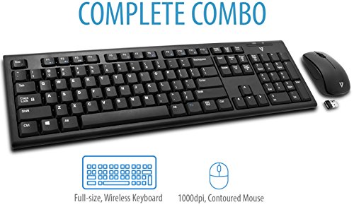 V7 CKW100UK Wireless Combo Tastatur und Maus (Englisch, UK, English, Media-Hot-Keys, USB Nano Receiver) schwarz - 4