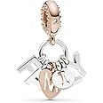 Pandora Moments Women's 14k Rose Gold-Plated and Sterling Silver Heart Full of Hearts Dangle Charm for Bracelet
