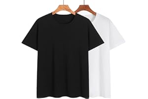 MNSFA Lot De 2 T-Shirts à Col Rond Et Manches Courtes Coupe Slim pour Femme, T-Shirt Basique Uni