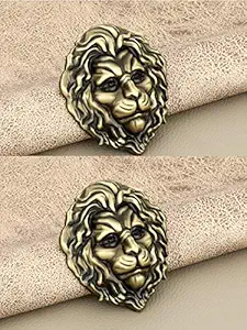 Indeed Lion Head Shape Antique Cabinet Drawers/Wardrobe/Kitchen Door Pull Handle Knobs (Pack of 2) (Medium, Brass)