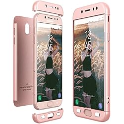 CE-Link Funda Samsung Galaxy J7 2017, Carcasa Fundas para Samsung Galaxy J7 2017, 3 en 1 Desmontable Ultra-Delgado Anti-Arañazos Case Protectora - Oro Rosa