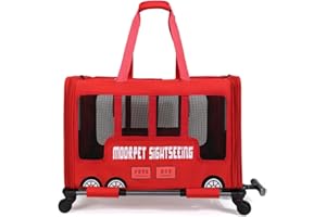Galatée Poussette pour Animaux, Sac De Transport pour Chien avec roulettes Amovibles, Sac De Transport Portable pour Chat, Sac Pliable pour Chien, Voyage, Camping, Extérieur(Rouge)