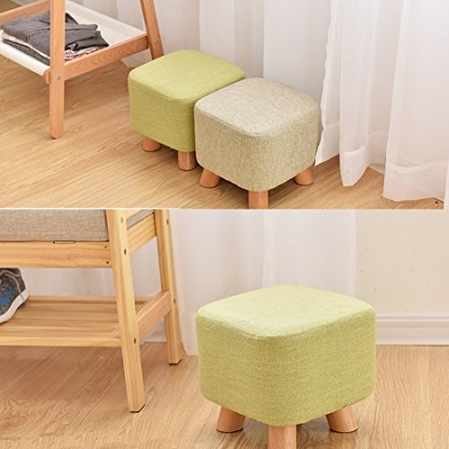 UUSSHOP Square Wooden Wood Support Upholstered Footstool Ottoman Pouffe Chair Stool Fabric Cover 4 Legs and Removable Linen Cover (Tartan)
