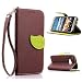 Produktbild HTC One (M9) Lederoptik PU Leder Hülle (Frei 2 in 1 Ball Touch Pen) CaseHome Nature Blatt Etui Magnetverschluss Stil PU-Leder Brieftasche [Standfunktion] Deckel Klapptasche Schale Flip Foliant Schützende Haut Hüllen Mit Wallet Kartenfach Magnetverschluss Standfunktion Handytasche Taljereep Lanyard Strap Tragen Folio Tasche Schutzhülle(Braun Color)