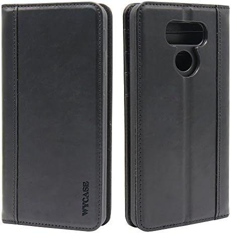 WYCASE® LG G6 Folio Wallet Case,Retro Style Slim Flip Wallet Leather Stand Case Protective Skin Cover Black