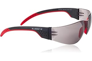 Swisseye Outbreak Luzzone S Sportbrille (100% UVA-, UVB- und UVC-Schutz, gummierte & geriffelte Bügel, splitterfreies Material PC impact, inkl. Mikrofaserbeutel), black/red