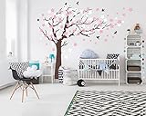 🌺【Weiß & Rosa Blattbaum Wandsticker】Dekorieren Baby und Kinder Kinderzimmer, Innenwände oder Fenster von zu Hause, Wohnzimmer.