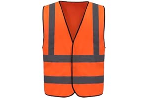 AYKRM Gilet Haute Visibilité Orange Grande Taille 6XL 7XL 8XL Gilet De Signalisation Gilet De SéCurité Homme Orange 6XL 7XL 8XL Unisexe