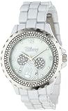 Disney by Ewatchfactory Mickey Mouse Emaille Sparkle Damen Quarzuhr mit weißem Zifferblatt Analog-Anzeige und Weiß Armband 56270–1 A