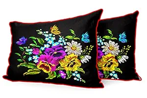 DreamVio Jute Fabric Printed Decorative Pillow/Throw/Cushion Covers for Living Room, Bed Room, Sofa,Chairs,Pillow Cases, Pillow Covers Set of 2, Size 12x18 Inches Style10