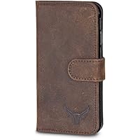GAZZI Apple iPhone 8 / iPhone 7 Hülle Leder Case BookCase WalletCase Ledertasche Lederhülle Handytasche Handyhülle Echt Leder, Rundumschutz, Unzerbrechliche Schale, VINTAGE BRAUN