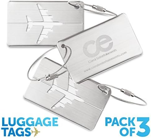 Luggage Tags *3 Units*, Travel Suitcase Bag tag, Stainless Steel. 1-Year Warranty.
