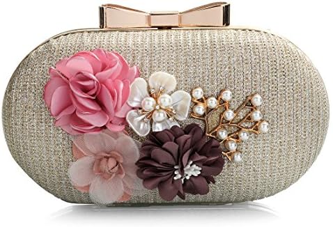 Flowers Clutch Bag Women Evening Bags Vintage Diamante Beaded Handbags Wedding Bridal Prom Purse