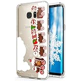  Funda Carcasa de silicona para Samsung Galaxy S7 Edge, herbests Samsung Galaxy S7 Edge Samsung G935 transparente Carcasa Silicona Funda Protección Ultra Slim Crystal Clear, ultrafina Delgado con Diseño de Style Premium resistente a arañazos Soft Flex TPU Case Cover Funda Para Samsung Galaxy S7 Edge Samsung G935 con cristales multicolor Navidad malere, Tribu de Patrón de alce