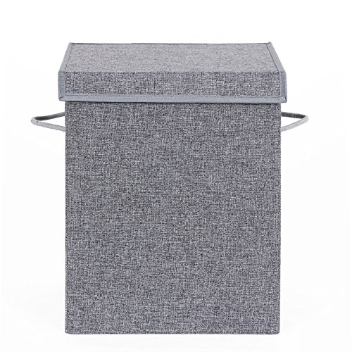 Songmics Wäschekorb Wäschesack Wäschesammler 60L mit Deckel leicht und faltbar 40 x 50 x 30 cm (B x H x T) Grau LCB109 - 7