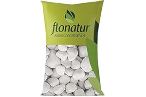 flonatur. Piedra mármol Canto rodado Blanco Saco de 25Kg, Piedra Decorativa para Jardin o Espacios Exteriores. (20/25)