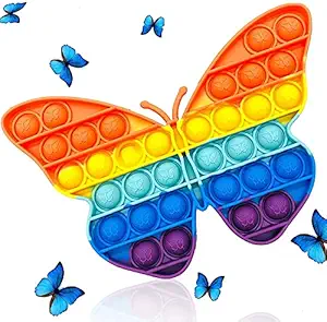 BINGE Pop It Fidget Toys,Push Pop Bubble Fidget Sensory Toy,Autism Special Needs Silicone Stress Relief Toy,Great Fidget Toy Sensory Toys Novelty Gifts for Girls Boys Kids Adults (Rainbow Butterfly)