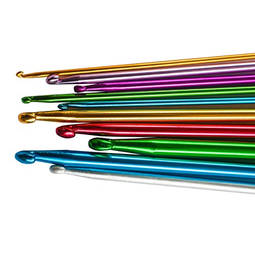10 Stk Afghanische Aluminium-Häkelnadeln von Curtzy – ideales Set zum Häkeln von Mustern & für Projekte wie Spitzen, Blumen, Deckchen & Babykleidung – für Anfänger oder Profis - 3