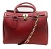 Produktbild GLORIA Luxury & Goldkette, Italienische Damen Leder Handtasche, Umhängetasche, Henkeltasche, City Shopper, mit Goldschloss, Made in italy. Abendtasche. Farbe - ROT
