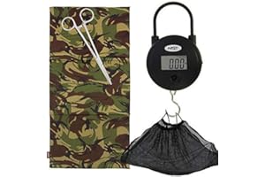 DNA Carp Coarse Fishing Tackle Camo DPM Folding 100 x 50 x 1cm Unhooking Landing Mat with Soft Mesh Weigh Sling Digital Weighing Scales and Steel Forceps Set