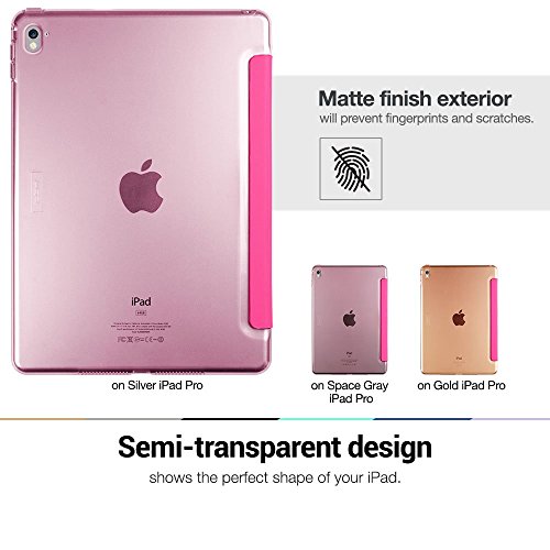 iPad Pro 9.7 Hülle, ESR® Yippee Series Auto aufwachen / Schlaf Funktion Wickelfalz Ledertasche mit Lichtdurchlässig Rückseite Abdeckung Leichtgewicht Schutzhülle für iPad Pro 9.7 Zoll (Rose Rot) - 5