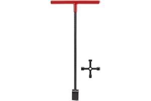 Pissente Steel Water Meter Key Wrench, Stopcock Key Water Meter Key Main Water Supply Shut Off Wrench Tool with 4 Way Utility Tool for Valves Faucets Blue (Red)