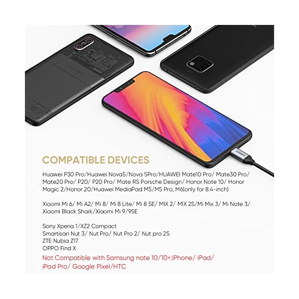 UGREEN USB C 3.5mm Adapter USB C Aux Adapter USB C auf Klinke für Huawei P30 Pro/P20/P20 Pro/Mate 20 Pro/Mate 10 Pro/Mediapad M5, OnePlus 7/6T, Audio Adapter Typ C für Xiaomi Mi9/8, Moto Z, Aluminum – Bild 3