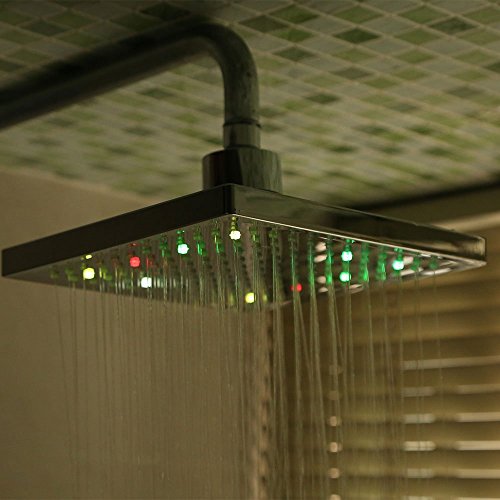 Delipop 7 Farbwechsel Duschkopf, viereckig Wasser Flow Powered 20,3 cm ABS-Chrom Finish für Badezimmer - 7