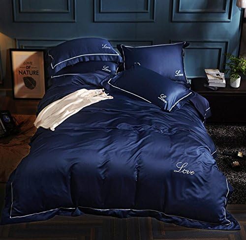 Z&amp;N King And Queen Suit Luxurious Pure Color Washed Silk Pure Cotton Bed Four Sets Bedding For Home Wedding Hotel Double Bed Quilt Bed Sheets Pillowcases J King