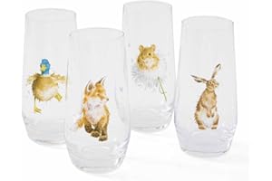 Wrendale Designs - Set di 4 bicchieri alti con motivo animali di campagna