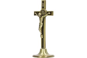 CUQUE Katolicki krzyż Piękny Pionowy Krucyfiks ścienny ze Stopu Cynku na stół (Kolor miedzi)