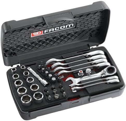 Precise Engineered Facom 40 Piece Stubby Ratchet Spanner / Socket / Bit Set [Multi Set] - w/3yr Rescu3® Warranty