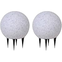 Kugelleuchte aussen 2er Set Gartenlampe Ø20cm, Stein-Optik | Außenleuchte spritzwassergeschützt | Gartenleuchte, E27…