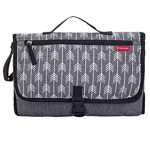 Preisvergleich Produktbild Lekebaby Tragbare Wickelunterlage für Unterwegs Reise Wickelauflage Komplett Gepolstert, Grau