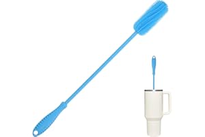 ddLUCK scovolino borraccia bottiglie silicone,manico lungo 40 cm pulisci bottiglie spazzola,per vetro bottiglia acqua,tazza termica,palestra borracce,water bottle sportiva(Blu)