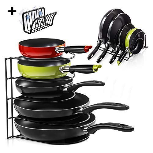 Masthome Porte-Casseroles Support Rangement Cuisine à 5 Couches- Range Poêle en Acier Inoxydable Rangement Poêle Casserole