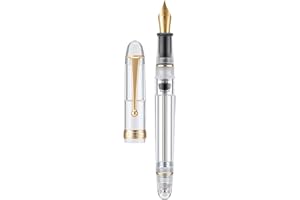 Asvine V126 Stylo plume à remplissage sous vide Pointe extra fine Acrylique transparent Grande capacité avec étui cadeau