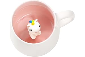 BIGNOSEDEER Einhorn Geschenke für Mädchen Süße Einhorn Tasse Keramik, Lustige Tassen 3D Tier Kaffeetasse Einhorn Tasse Kinder Espressotassen Tasse Personalisiert Schokolade Geburtstagsgeschenke für Frauen Tochter