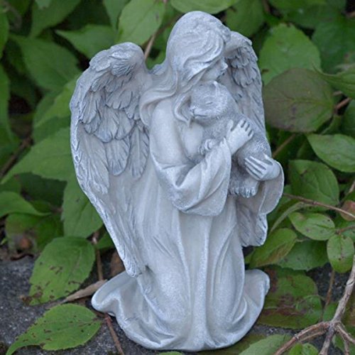 Tiergrab Grabengel mit Katze auf Arm schlafend. Höhe 12,5cm - 4