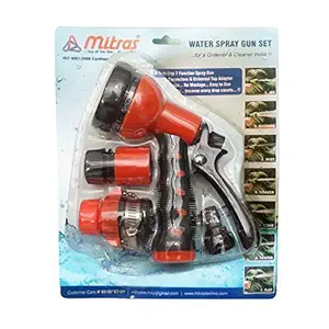 MITRAS Water Spray Gun Set Red for Car & Bike Cleaning Kit - 12.5mm (1/2