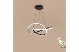 LXJCSM LED Kronleuchter, 45W 4000LM Kreativer Einfacher Pendelleuchte, Esstisch Kronleuchter Dimmbar 3000K-6000K, Wohnzimmer Kronleuchter, Schlafzimmer Deckenleuchte, Esszimmer Pendellampe, Schwarz