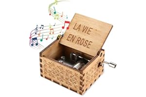 Nostalgish Music Boxes Hand Crank Wooden Musical Boxes Music Box - Unique Gift (Wood, La Vie En Rose)