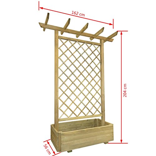 vidaXL Garten Pergola Pflanzkübel 162 x 56 204 cm Holz - 3