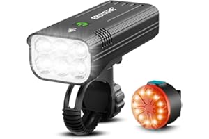 EBUYFIRE USB Rechargeable Bike Light Set - Super Bright LED Bicycle Headlight with 3/5 Modes, Waterproof Front Light & Taillight, Fits All Bikes Including Mountain and Road Bicycles