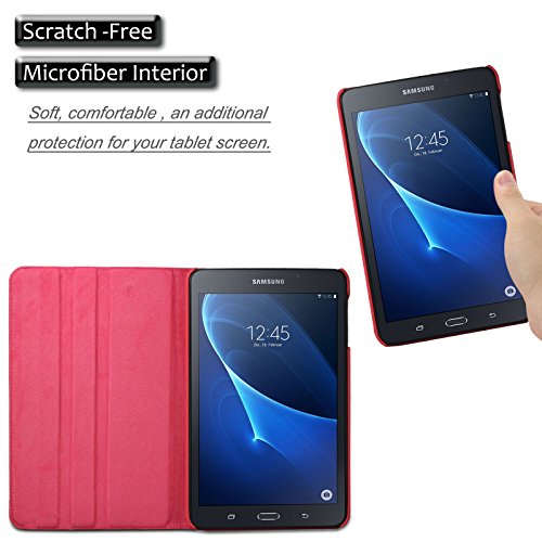 Samsung Galaxy Tab A 10.1 Hülle Case, Infiland PU Ledertasche lederhülle 360° Drehbarer Stand Smart Cover Case Schutzhülle Tasche Etui für Samsung Galaxy Tab A 10.1 Zoll (2016) Tablet-PC(mit Auto Schlaf / Wach Funktion)(Rot) - 5