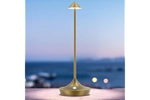 bravzurg Lampara de mesa LED recargable, Moderna lamparas escritorio sin cable portatil y impermeable 6000mAh, lámpara bateria inalambrica, para exterior, terraza, mesita noche, jardin, restaurante