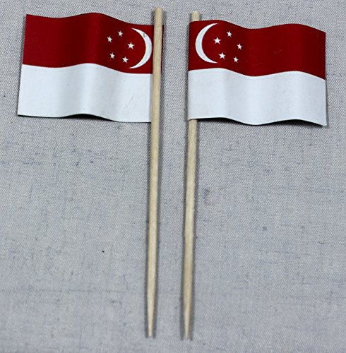 Party-Picker Flagge Singapur Papierfähnchen in Profiqualität 50 Stück Beutel Offsetdruck Riesenauswahl aus eigener Herstellung