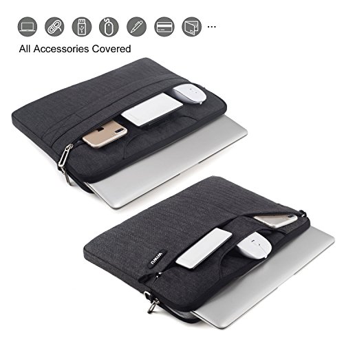 WIWU Wasserdichte Nylon Laptop Aktentasche für MacBook Air / Pro Retina 13,3″ Oxford Sleeve / Surface Pro 4 5 / Ultrabooks bis 13 Zoll Notebooks Hülle Tasche Bag mit Schultergurt Dienstreise Schutzhülle (Schwarz, 13 Zoll) - 6