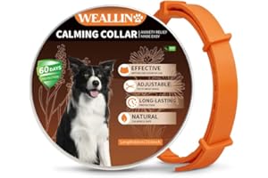 WEALLIN Collare Calmante per Cani, Anti-Ansia Collare Calmo per Cani Regolabili e Impermeabile, Naturale Feromoni 60 Giorni Collare Calmante per Cuccioli Cani di Grossa Taglia(1pz）, Arancia