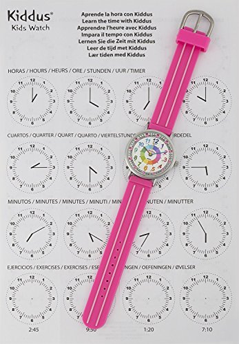 Children’s kids wrist watch Boy TIME TEACHER WITH EXERCISES to learn the hour, water resistant in GIFT BOX, quality quartz Seiko movement, Sony Battery, Blue, Kiddus